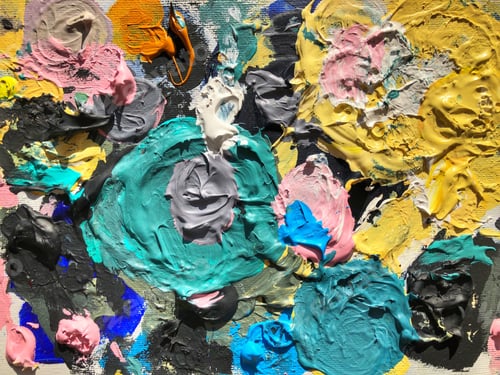 Preview: Top view of colorful paints