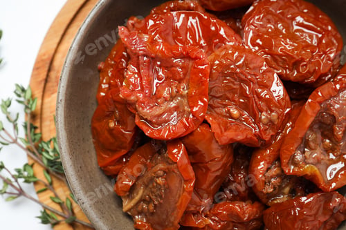 Preview: Concept of tasty food - sun-dried tomato