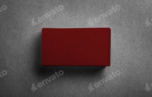 Preview: Blank dark red business card on grey background