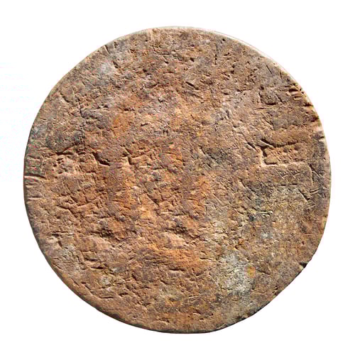 Preview: Old round metal, isolated on white background