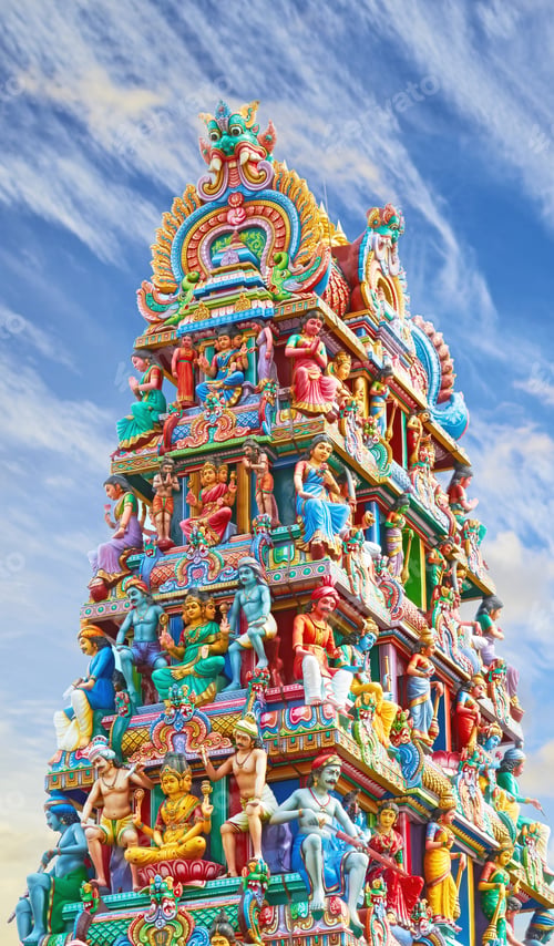 Preview: Fragment of decorations of the Hindu temple Sri Mariamman in Singapore