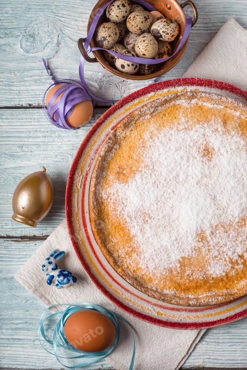 Preview: German Easter cake on the white wooden table