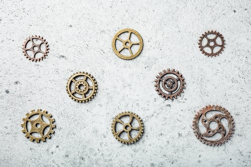 Preview: Brass cog wheels, steampunk background