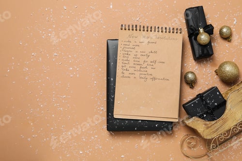 Preview: Concept of New Year Resolutions list, new year goals, space for text