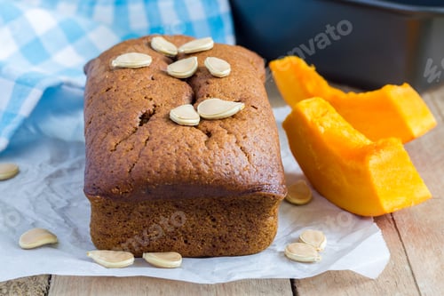 Preview: Loaf of fresh baked homemade pumpkin bread