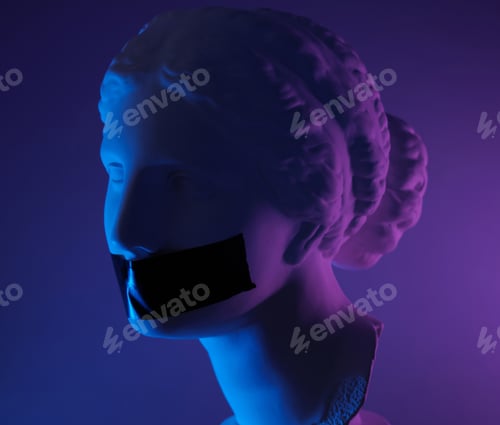 Preview: Simple and conceptual portrait of a sculpture head of woman