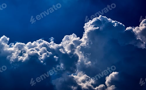 Preview: The blue sky with fluffy clouds