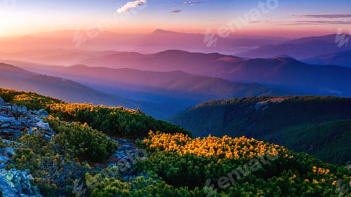 Preview: magic sunset in the mountains