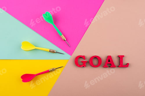 Preview: Target and goal concept with darts and arrows
