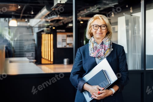 Preview: Portrait of smiling 50's stylish, confident mature businesswoman, middle aged company ceo director