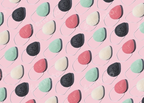 Vista previa: Esponja Konjac Zero Waste Beauty Tools, estampado colorido sobre rosa