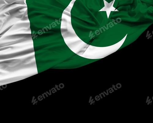 Preview: Pakistani Waving Flag On Black Background