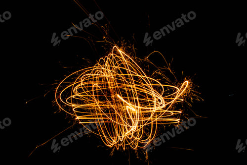 Preview: Light trail long exposure shot of fireworks background texture