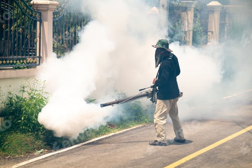 Preview: man use fumigation mosquitoes machine for kill mosquito carrier of Zika virus and dengue fever