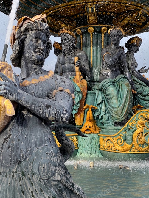 Preview: Fountain of the Seas detail, Concorde Square, Paris, France - Fo
