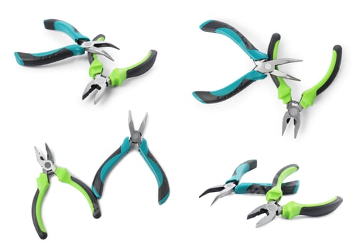 Preview: Pliers isolated on white, set. Construction tool