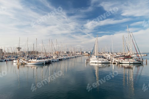 Preview: Many sail yachts in the sea harbor