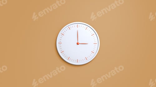 Preview: Clock on wall. White wall clock isolated on brown background.