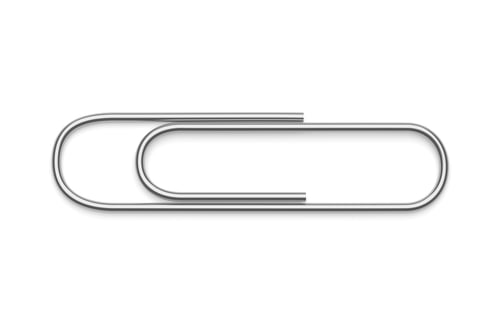 Preview: Silver paper clip isolated on white. 3D rendering.