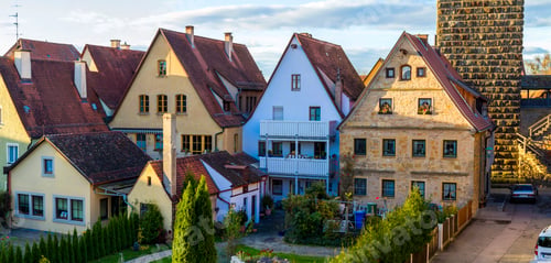 Preview: Old houses in Rothenburg ob der Tauber, picturesque medieval city in Germany