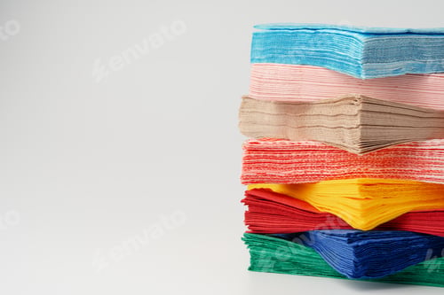 Preview: Stack of paper napkins on white background