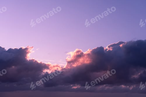 Preview: Dramatic Stormy,Cloudy Dark Blue,Purple Sky Over Sea,Horizontal Natural thunderstorm at sunset