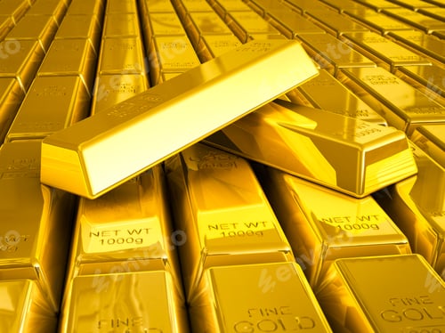 Preview: Stacks of gold bars close up