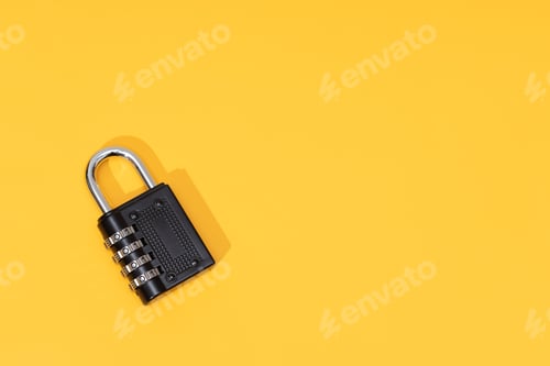 Preview: Number Padlock isolated on yellow background