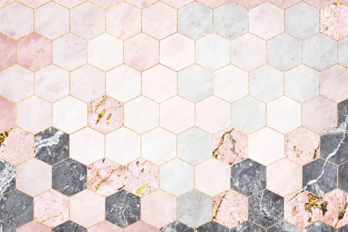Preview: Hexagon pink marble tiles patterned background