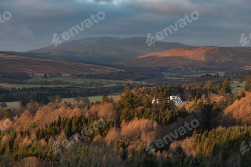 Preview: Blair Atholl Castle surrounded in autumn trees, Perthshire, Highlands of Scotland, United Kingdom, E