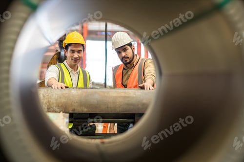 Preview: Foreman or worker work at factory site check up machine or products in site.