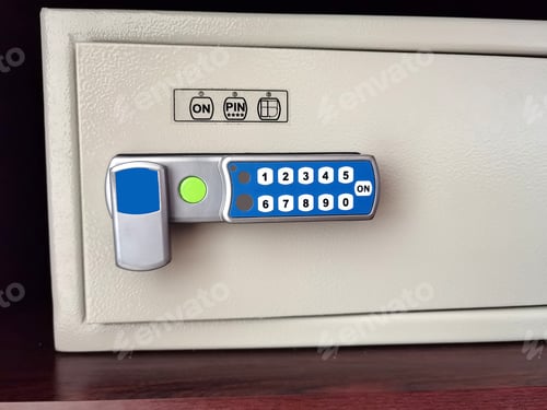 Preview: Safe hidden in the wardrobe. Home or hotel safe concept.