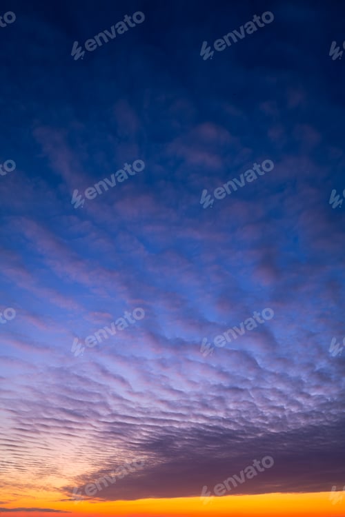 Preview: Sky with clouds during sunset. Clouds and blue sky. A high resolution photograph.