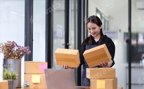 Preview: Startup small business SME, Entrepreneur owner checking online purchase shopping order