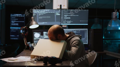 Preview: Software developer eating pizza from takeaway delivery