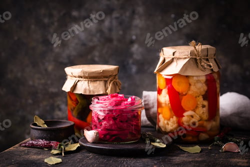Preview: Healthy homemade fermented food in jars