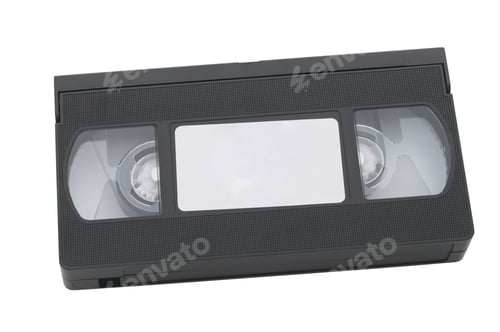 Preview: Old VHS video cassette tape with blank label for copyspace