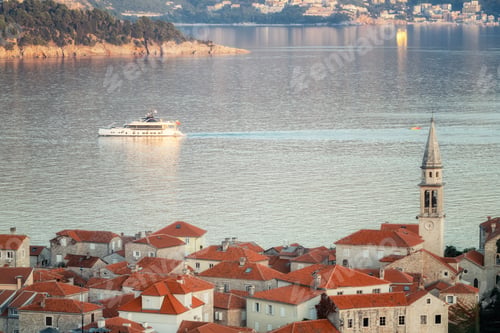 Preview: Long shot of the beautiful old town of Budva