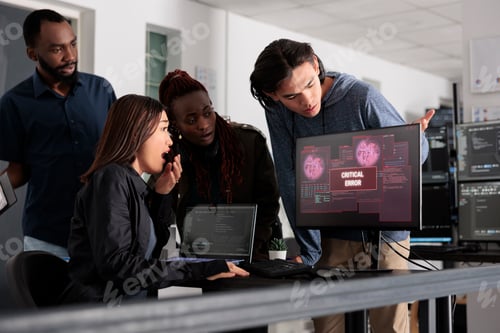 Preview: Team of software developers having web server hacked