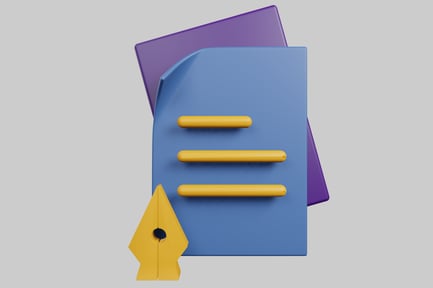 Vista previa: Documento estilizado y pluma estilográfica