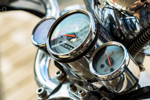 Preview: Control panel on modern motorbike close up