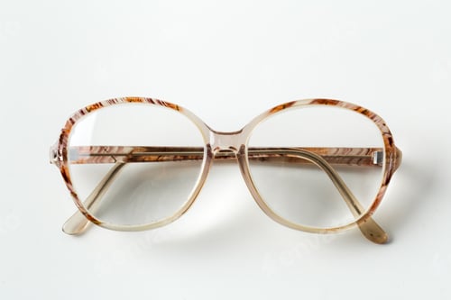 Preview: Retro style glasses placed on a white background during daylight