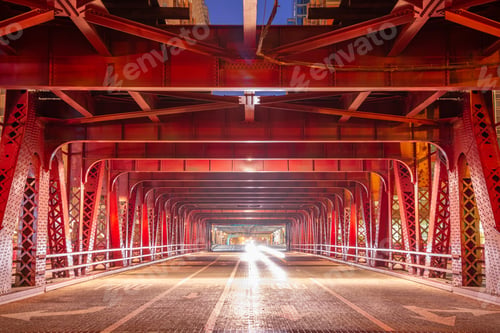 Preview: Chicago, Illinois, USA Bridge at Night