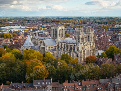 Preview: Aerial cityscape skyline of York UK