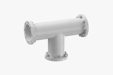 Preview: Galvanized Industrial Pipe T-Joint with Flanges