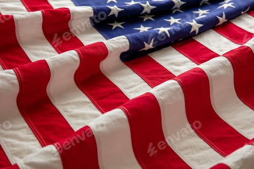 Preview: US America flag wave background closeup, American National Holiday