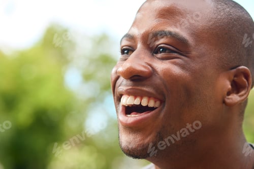 Preview: Close Up Portrait Of Smiling Man Outdoors In Countryside Or Garden