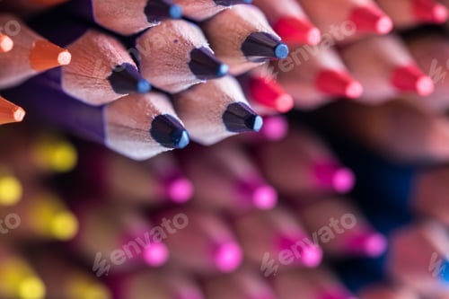 Preview: Colored pencils background. Drawing, hobby, occupation