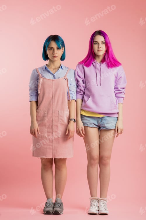 Preview: two awesome creative girls standing still
