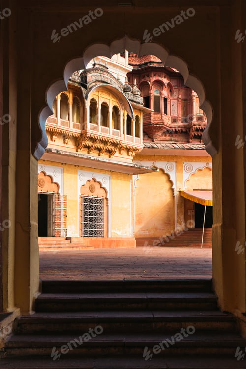 Preview: Arched gateway in Mehrangarh fort. Jodhpur, Rajasthan, India